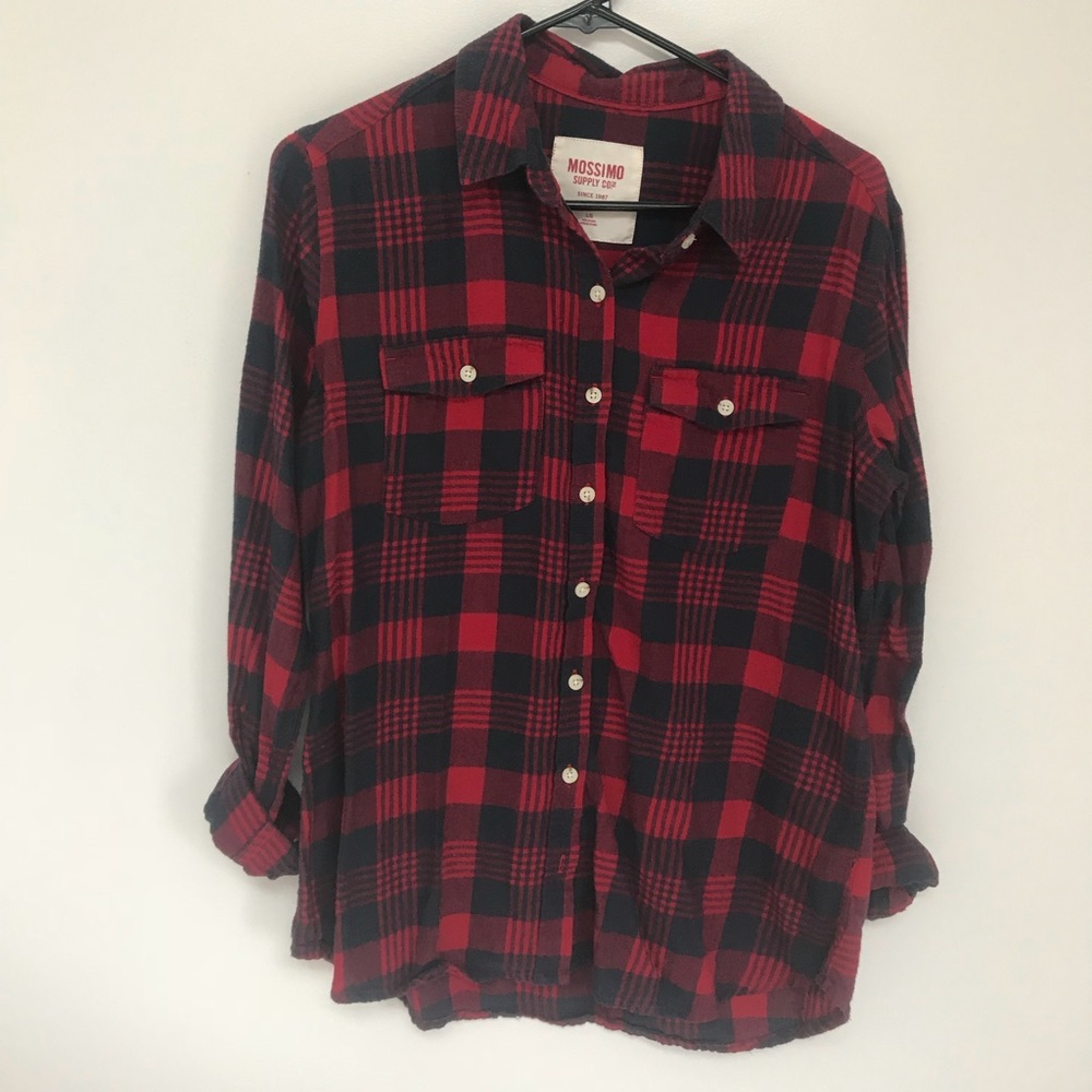 Red and dark navy flannel